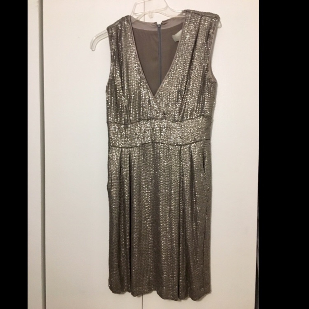 Adam Lippes Gunmetal Sequin Dress w/ Pockets Sz 2